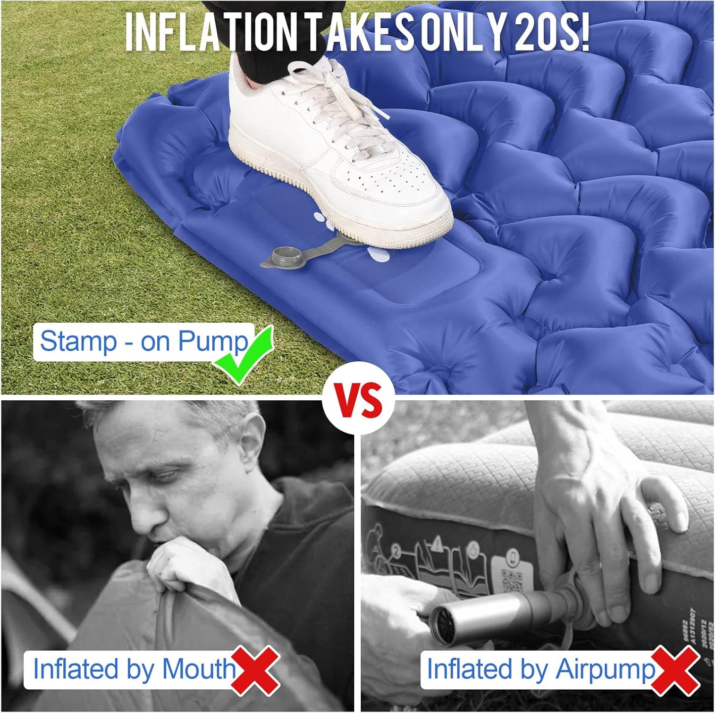 Ultralight camping inflatable sleeping pad with built-in pump, the ultimate choice for hiking,