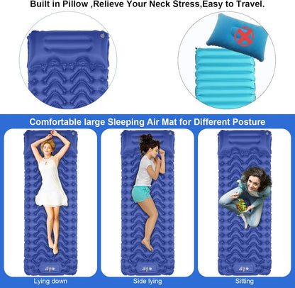 Ultralight camping inflatable sleeping pad with built-in pump, the ultimate choice for hiking,