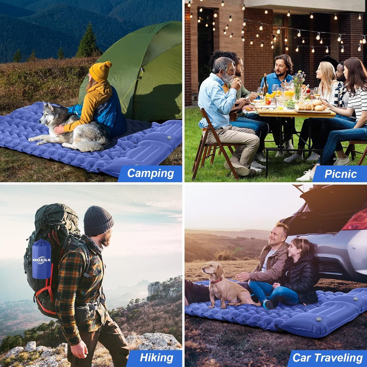 Ultralight camping inflatable sleeping pad with built-in pump, the ultimate choice for hiking,