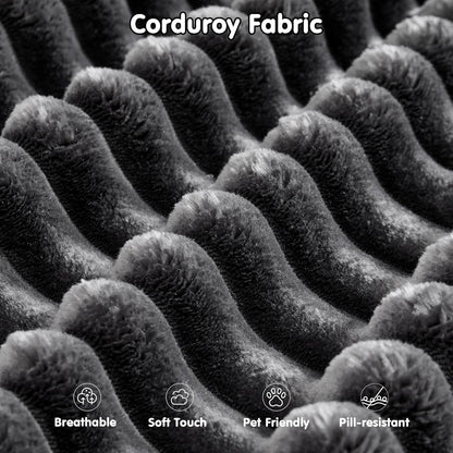 L-Shape Modular Couch, Plush Corduroy Fabric, No Assembly Required